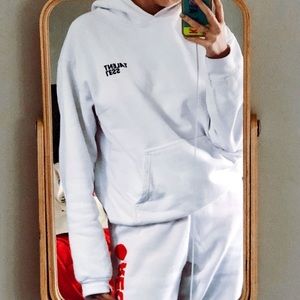 MENS TALENTLESS WHITE HOODIE SIZE M PERF CONDITION